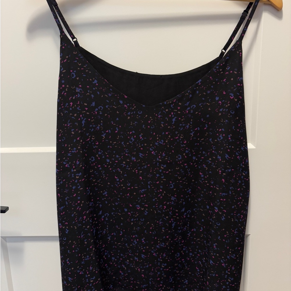 Reitmans Black Tank Top with Multicolor Pattern